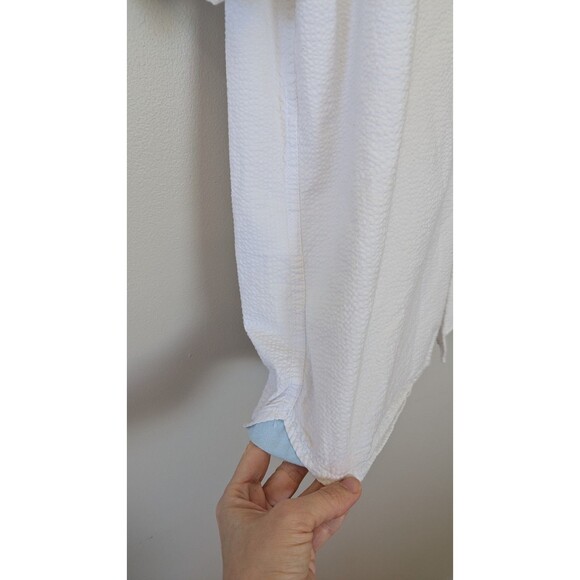 Tommy Bahama Nova Wave Button Up Shirt Large Seersucker Camp White Resort Wear - Picture 4 of 12